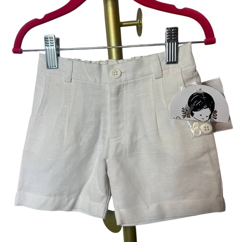 NWT Sarah Louise England White Linen Shorts Baby 12 Months